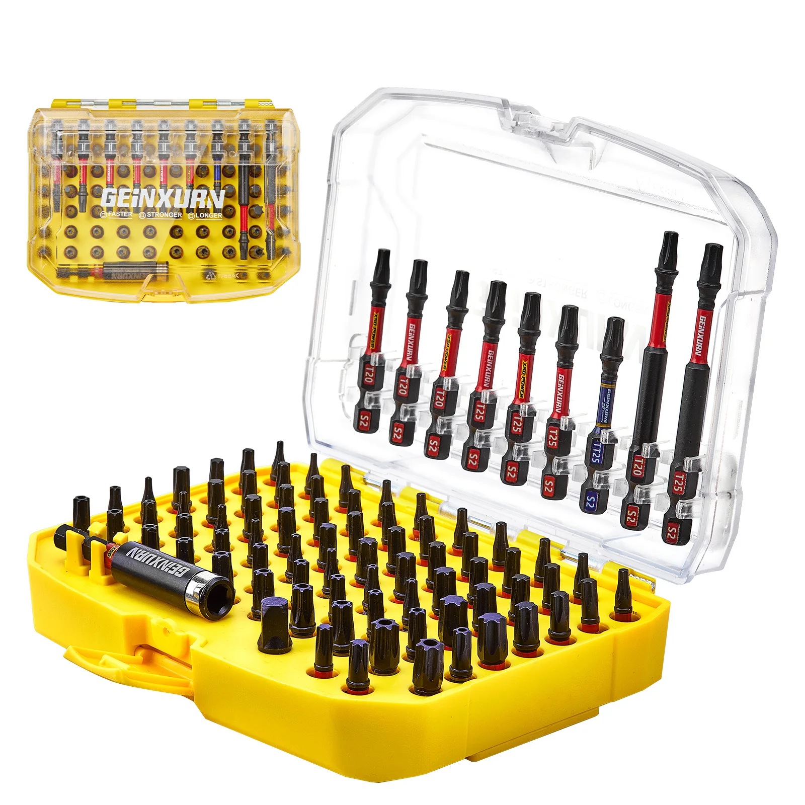 

'Geinxurn 83PCS S2 Steel Magnetic Driver Bit Set(Torx), Socket Adapter & Yellow Storage Case