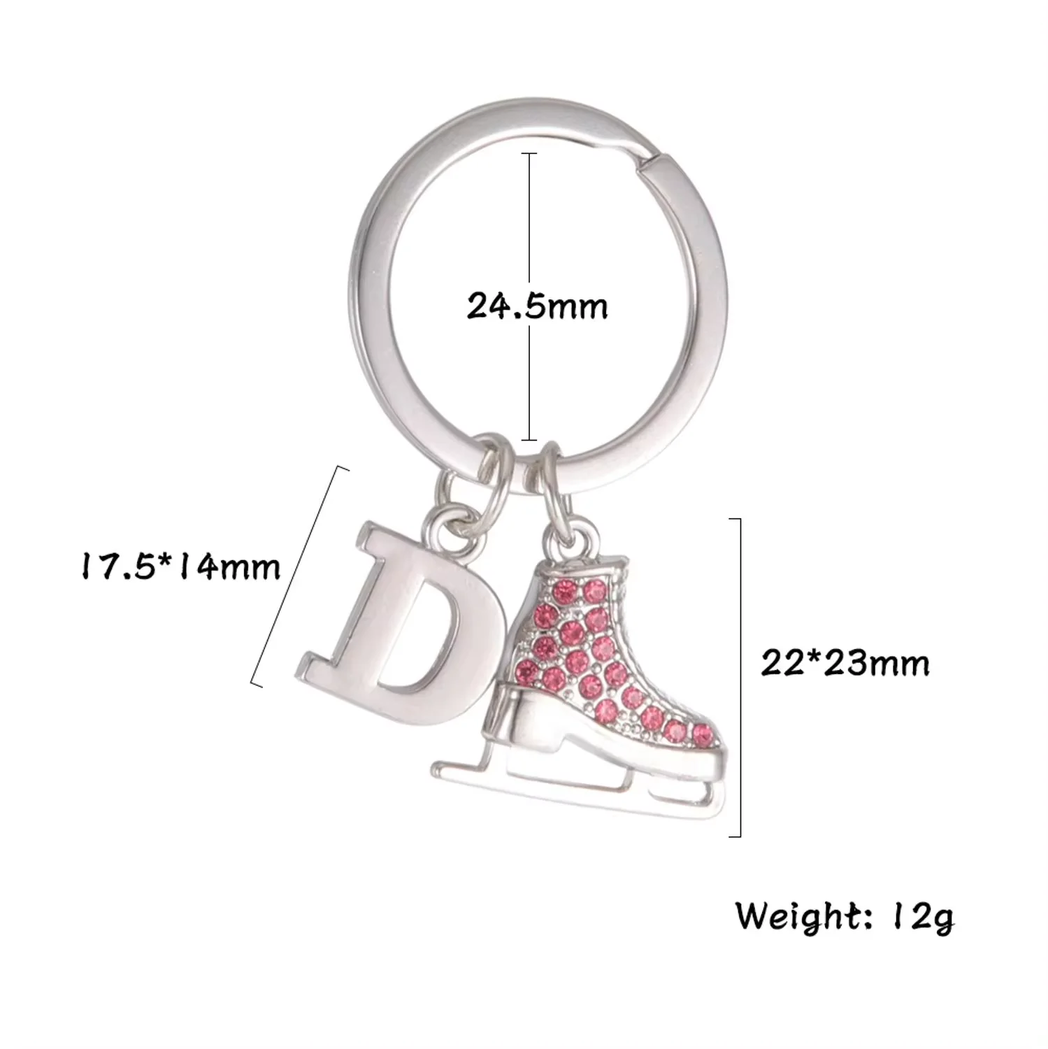 COOLTIME Initial 3D Zircon Skates Shoes Keychain Women Girls 26 alphabet Letter Pendant Key Rings Jewelry Birthday Gifts