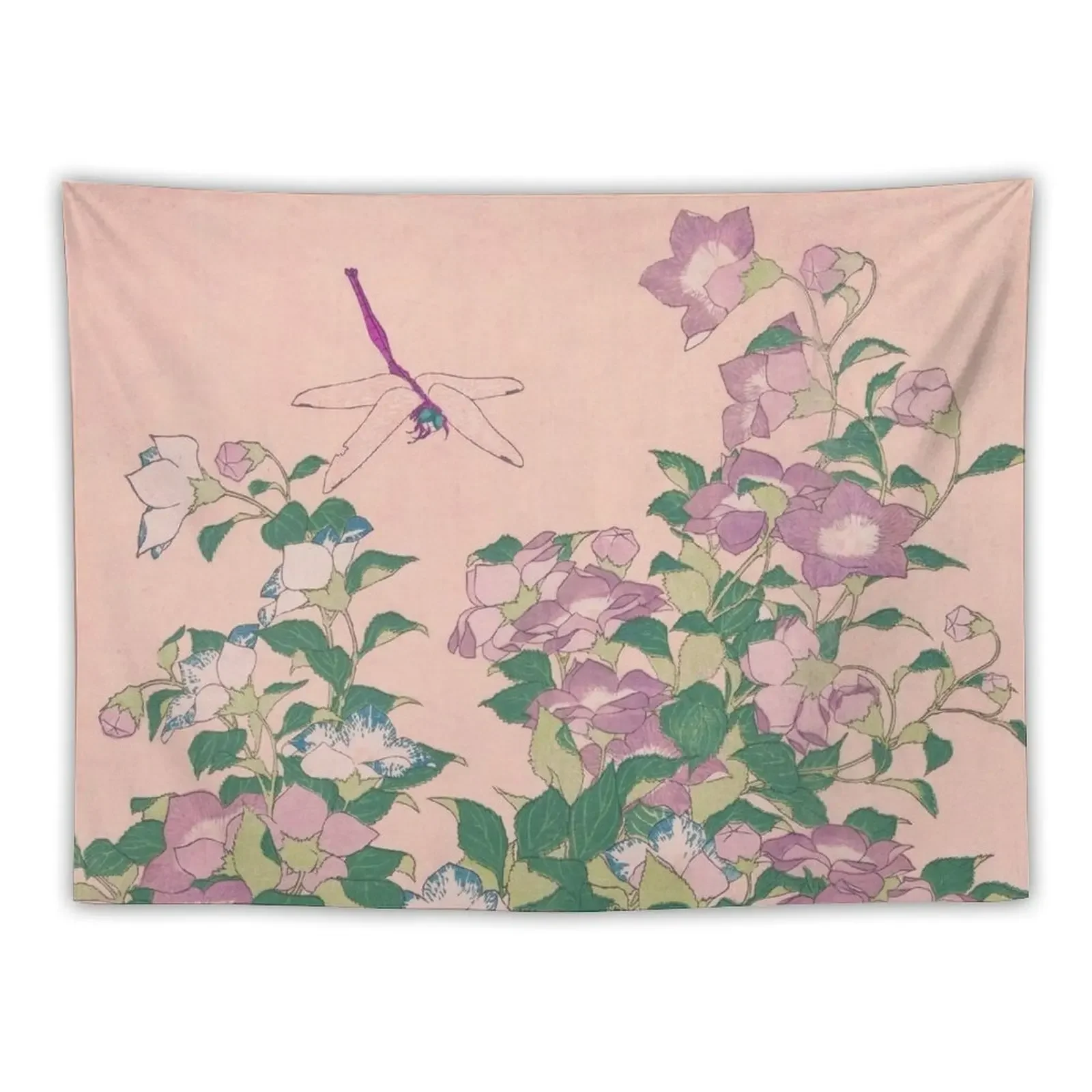 

Dragonfly and Flowers Painting Vintage Art Tapestry Room Decoration Accessories Wallpaper Tapestry