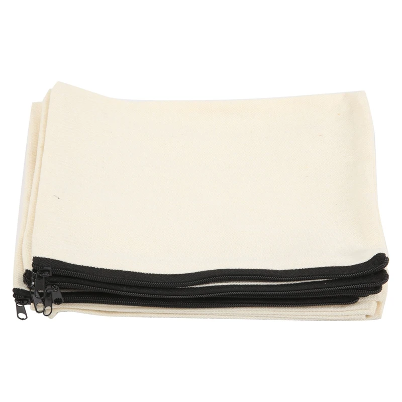 12 Pack Canvas Zipper Bags, Blank DIY Craft Pouches For Travel Cosmetic Makeup Bags, Pencil Case, Party Gift Bags, Coin Cash Pur