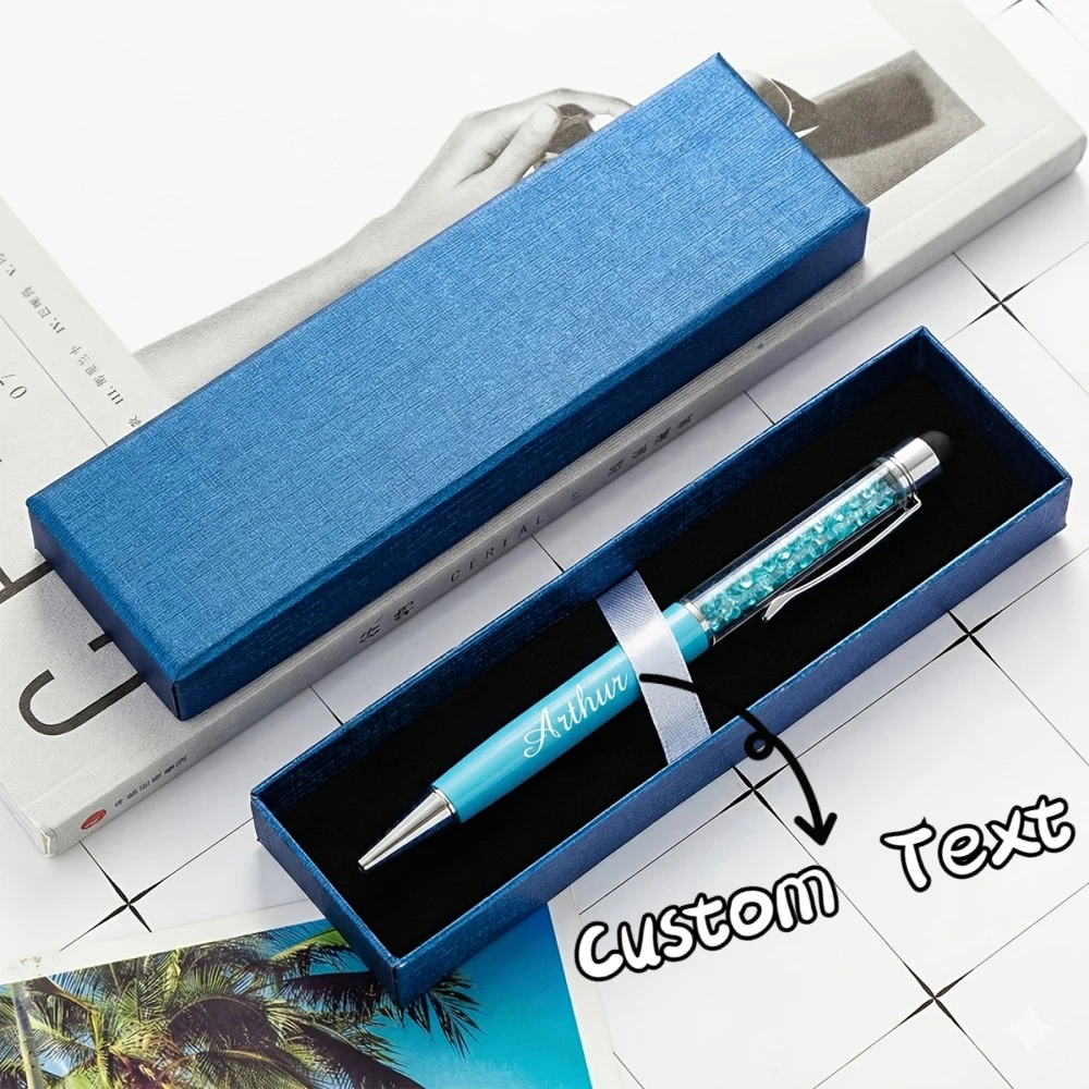 Personalized Crystal Stylus Pen with Gift Box Custom Engraved Name Ballpoint Pens Bling Diamond Metal Touch Screen Pen for Gifts