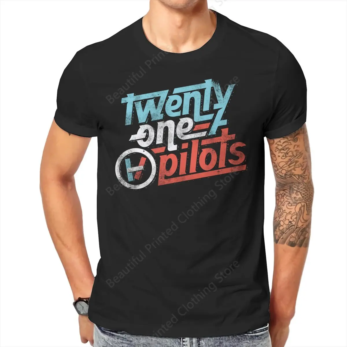 100% Cotton Twenty One Pilots T-shirt Regional At Best Print Breathable Men's Women's T-Shirts Loose Oversized Short Tee