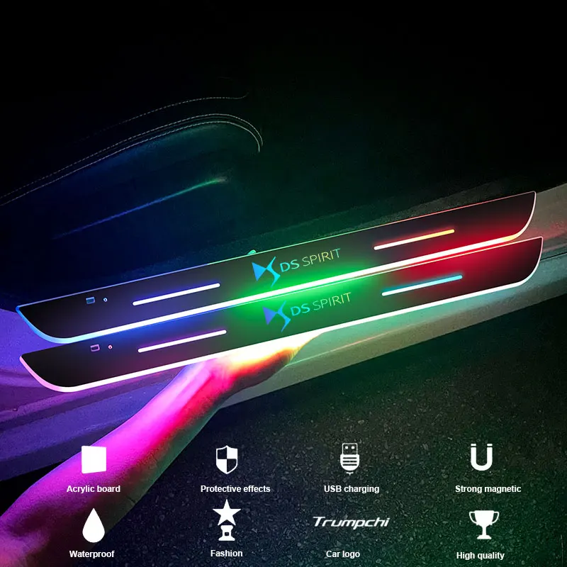 Car door Sill light logo Projector lamp Power Moving LED Welcome Pedal For Citroen DS SPIRIT DS3 DS4 DS4S DS5 5LS DS6 DS7 DS