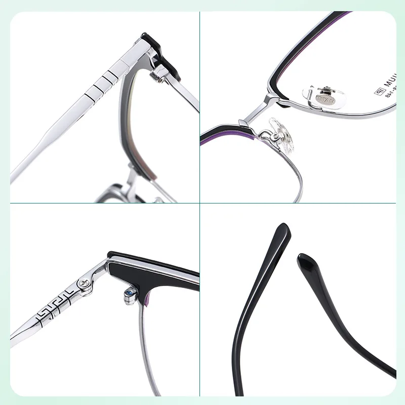 KAROS Square Prescription Glasses Titanium Material Anti Blue Light Coating Photochromic Lenses Progressive Optical Myopia Corre