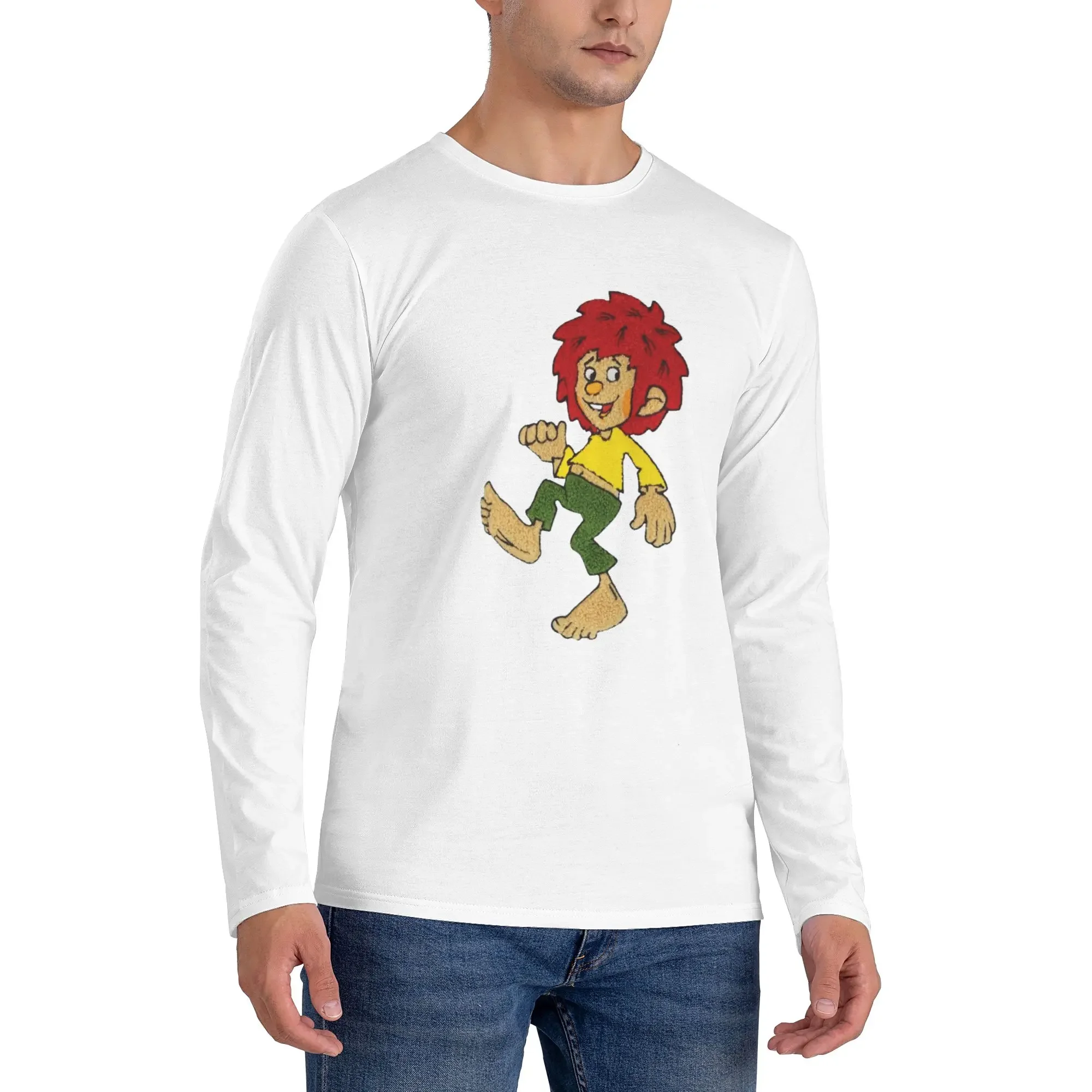 

Pumuckl Men's Long Sleeved T-shirt Casual Round Neck T shirts Spring and Autumn Men tops
