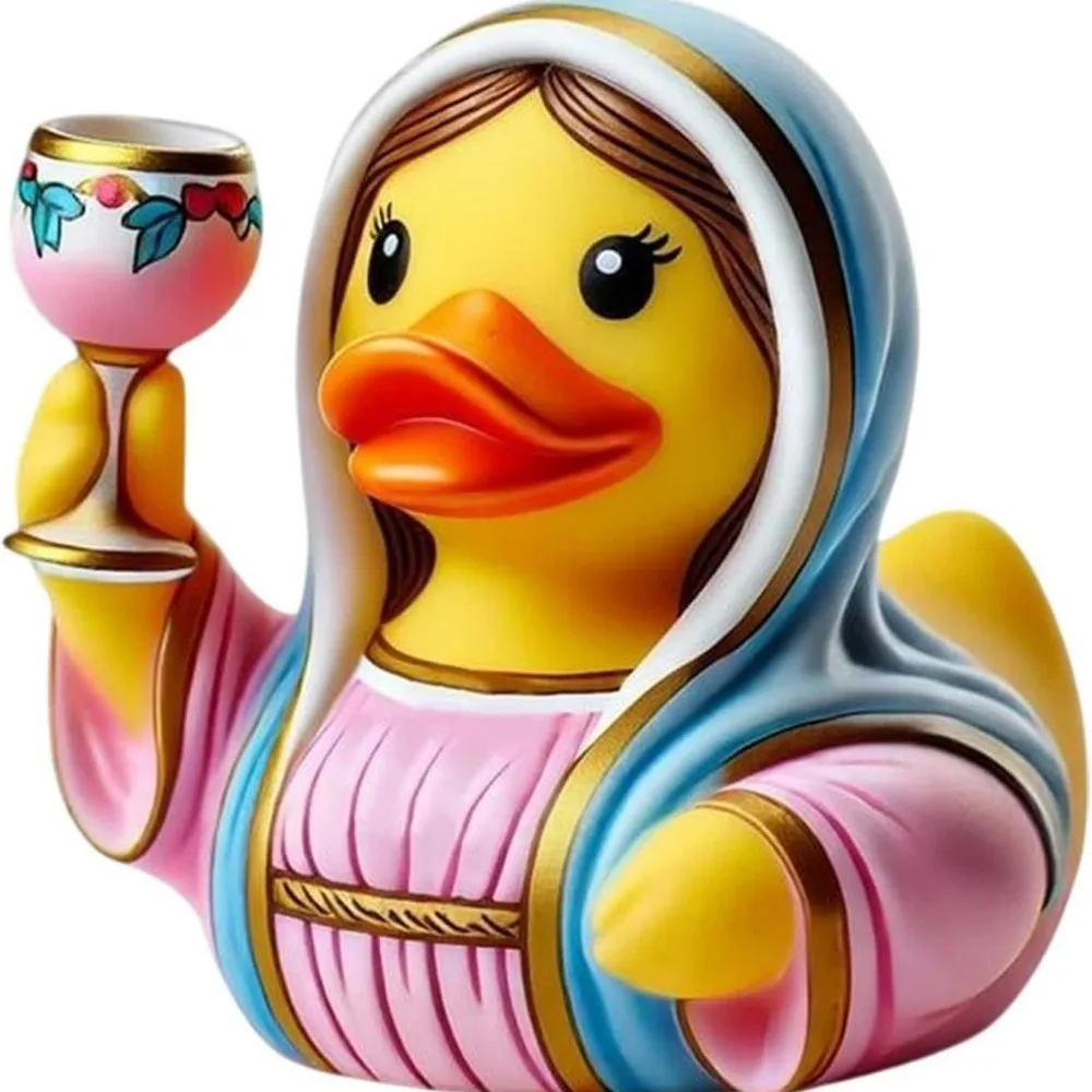 

Maria Duck Jesus Duck Figurines Resin Realistic Animals Duck Resin Ornament Manhole Cover Cartoon Animal Statue Ornament