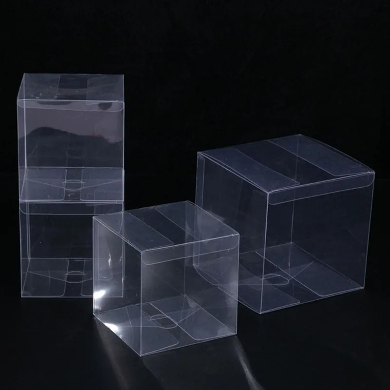 50Pcs/Lot Transparent Plastic PVC Packing Box Multi-Size Square Gift Boxes For Chocolate Candy Jewelry Wrap Wedding Party Favors