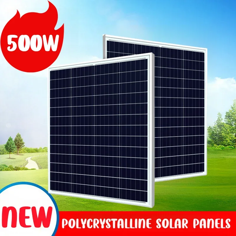 500 W Solarpanel-Set, komplette 12 V polykristalline Leistung, tragbarer, wiederaufladbarer Solarzellen-Solargenerator für den Außenbereich für Zuhause