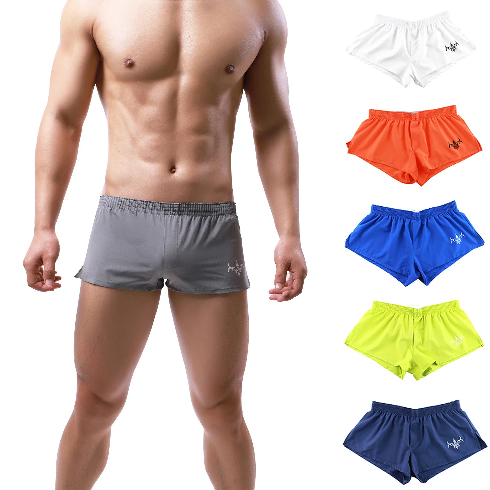 Men\'S Panty Shorts Causal Running Sports Shorts Solid Color Fitted Bodybuilding Quick Dry Gym Running Tight Lifting Shorts