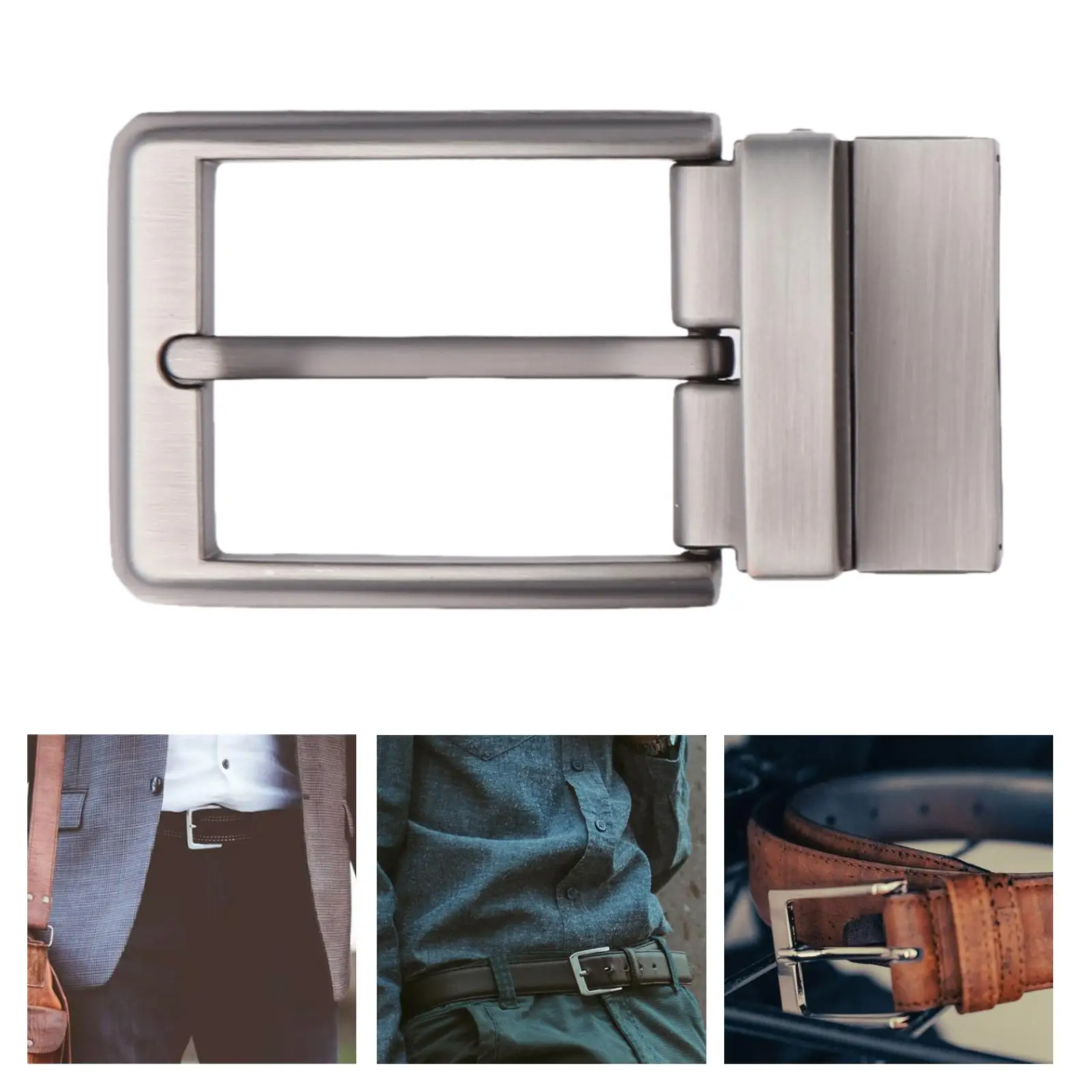 Metal Center Bar Pin Buckles para homens, fivela de cinto retangular, acessórios do cinto