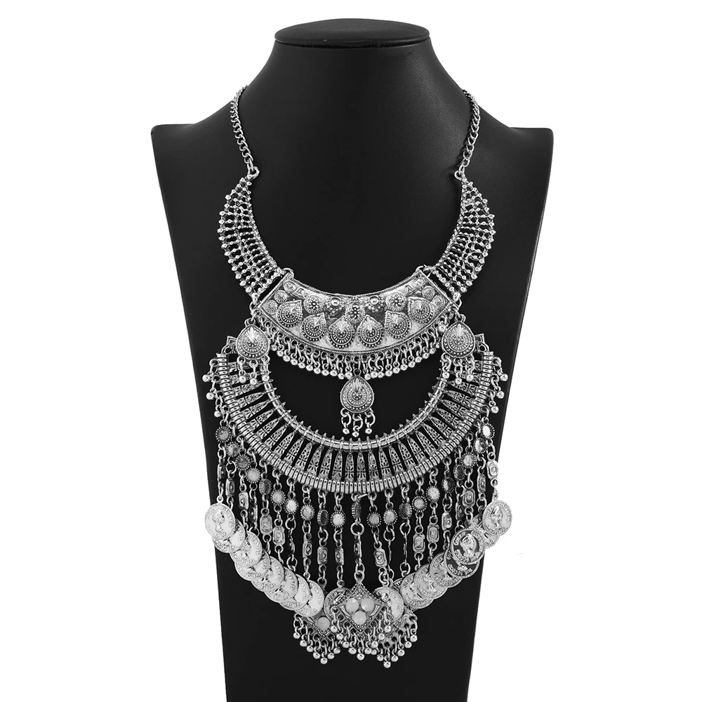 LZHLQ Women Necklace Vintage Statement Necklaces Pendants Bohemia Tassels Jewelry Accessories