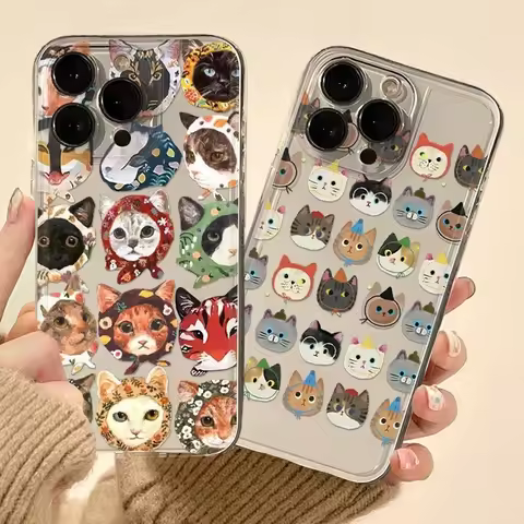 Colorful Cat Case For OPPO Reno 13 12 11 10 Pro Plus 13F 11F 12F 7 5 6 Lite A78 A79 A98 A38 A58 A60 A57 A77 A16 A17 A3 Pro A2
