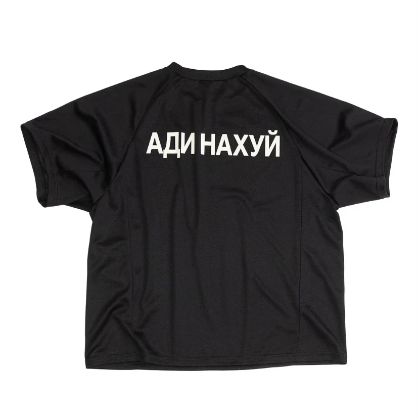 Yeezy Vulture Gosh Black Russian Fck Ad Short Sleeve T-Shirt Loose Fit Youthful Popular Wear Resistant Summer Casual round Neck