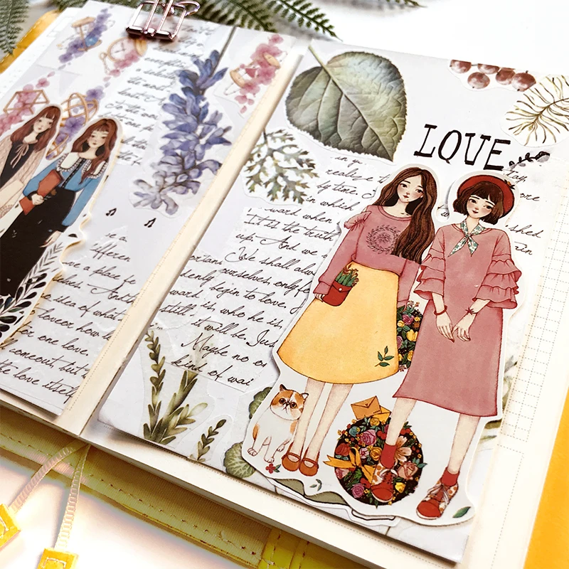 Fashion Girl Stickers Fashion Wear Lady Sisters Hand Account Material Handbook Sticker Album DIY