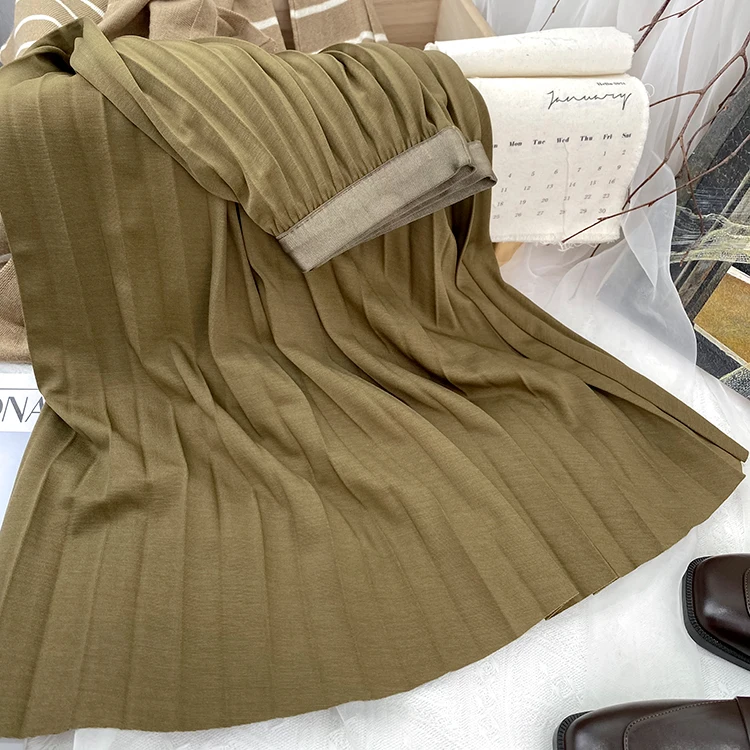 2026 Eleganter Hochtaillierter Plissierter Rock für Damen Mittellanger Midirock Hochwertiger Schwarzer Saia – Detail 21