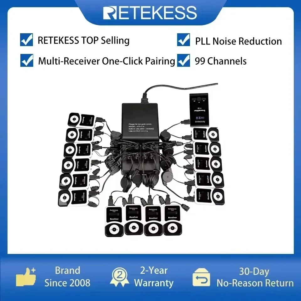 RETEKESS T130 T131 Sistema inalámbrico de audioguía Transmisor de micrófono inalámbrico para museos y grupos turísticos