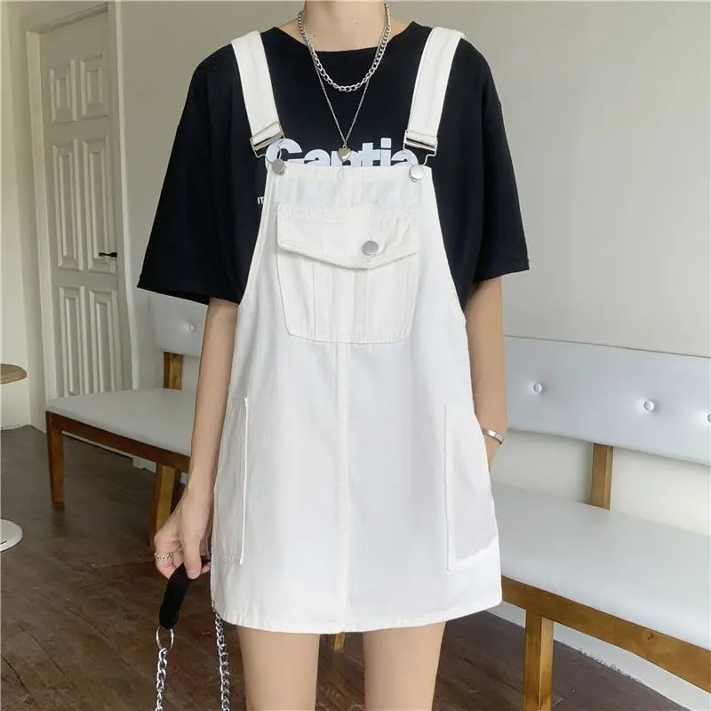 2024 New Solid Color A-line Skirt Summer Young Style Mini Dress Sleeveless Sweet Dresses Kawaii High Waist Cowboy Women Clothing