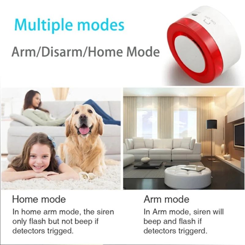 

CS-Home Security Tuya Smart Siren Alarm Strobe Flash Horn 100DB Большие звуки для угрозы вора для Alexa EU Plug Прочный