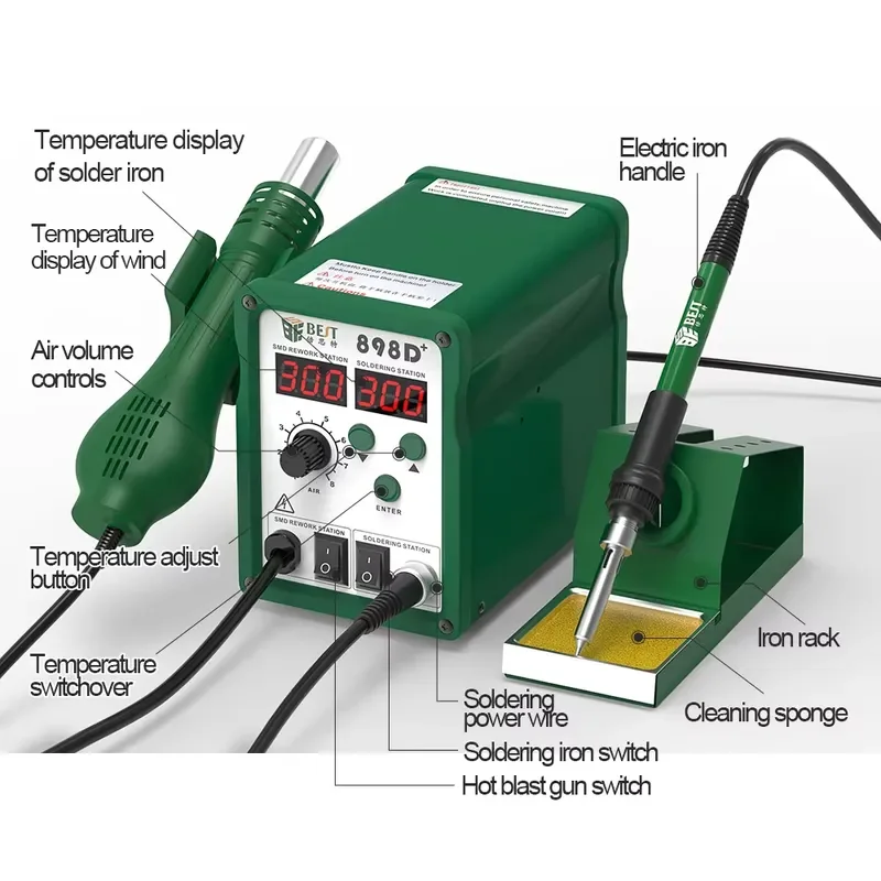 BST-898d+ Digital Soldering Station New 2-in-1 LED Display Hot Air Desoldering SMD Rework for LED Display Rework SMD Rework