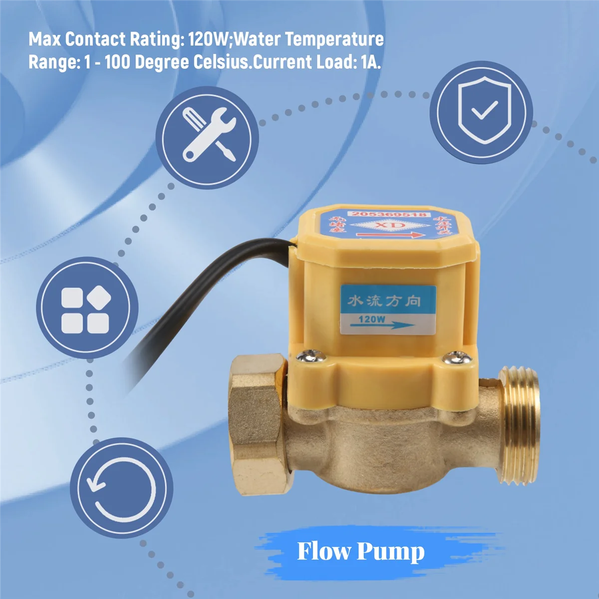 Imagem -04 - Interruptor do Sensor de Fluxo de Água da Bomba Conector Rosca pt 26 mm Pol Pol 120w