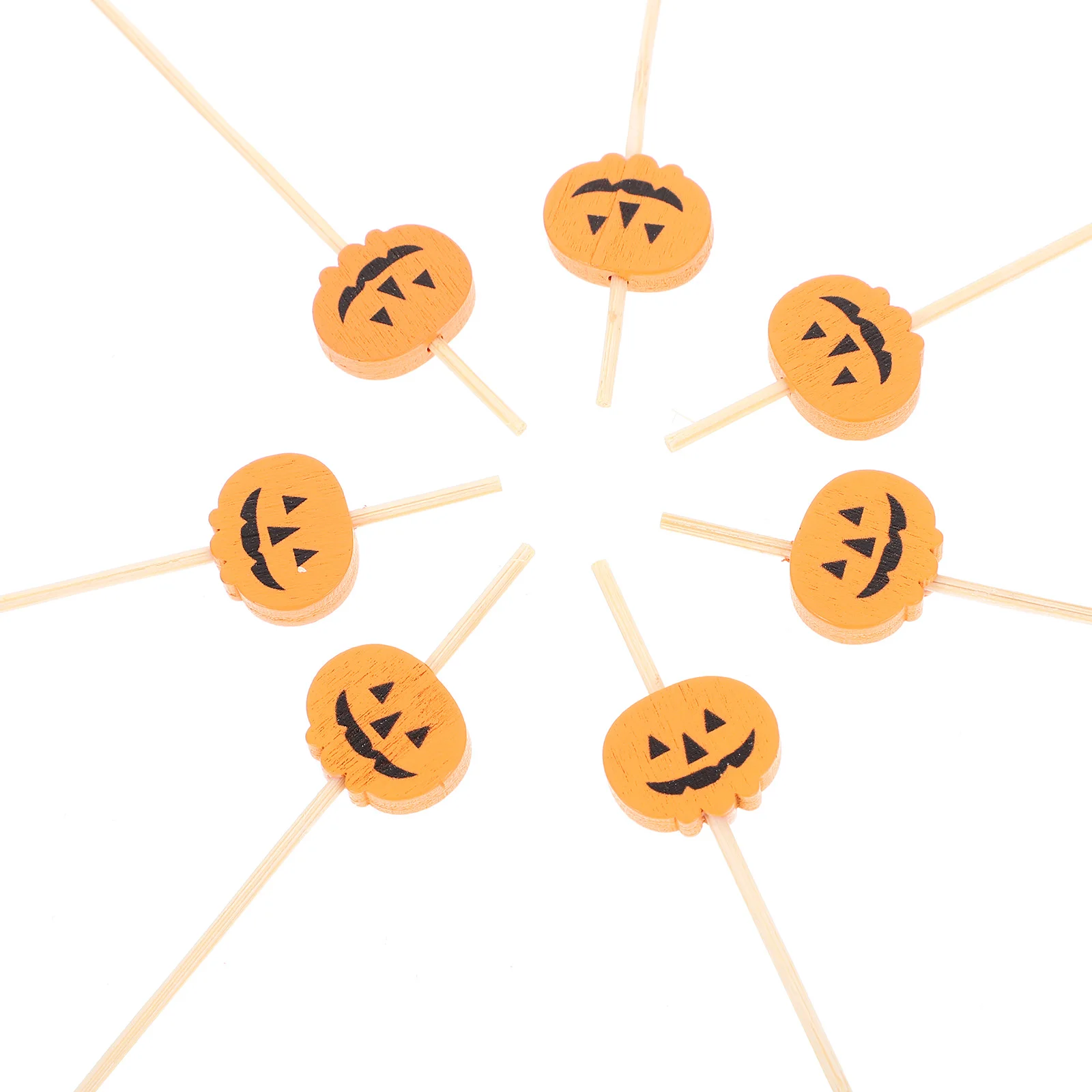 

100Pcs Pumpkin Cocktail Picks Decorative Bamboo Food Sticks Disposable for Parties Weddings Fruits Snacks Cocktail Picks