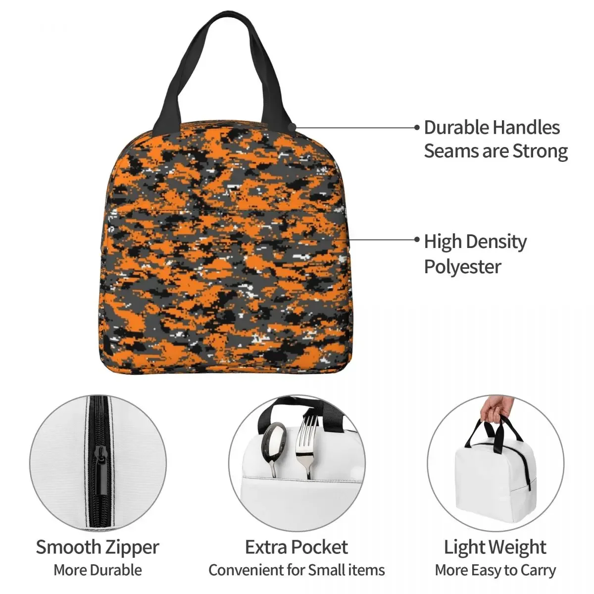 Hunter Orange Camouflage Insulated Lunch Bags borsa termica contenitore per pasti Camo Large Tote Lunch Box Girl Boy Work Travel