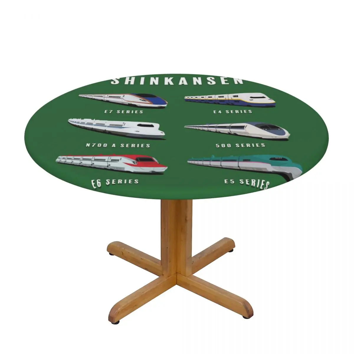 Japanese Shinkansen Bullet Trains Artwork Waterproof Round Tablecloth Oilproof Table Cloth for Kitchen Events Dining Table Cover