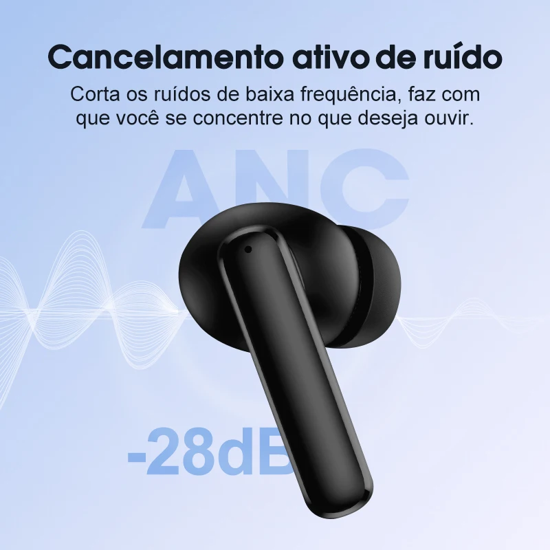 Qcy t13 anc cancelamento de ruído ativo sem fio fones de ouvido bluetooth 5.3 4 microfones enc chamadas claras 30h playtime ipx5 — foto 2