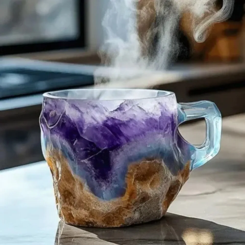 Hot Imitation Mineral Crystal Coffee Mug Simulation Mineral Crystal Resin Coffee Cups Stylish Water Cup Birthday Christmas Gifts