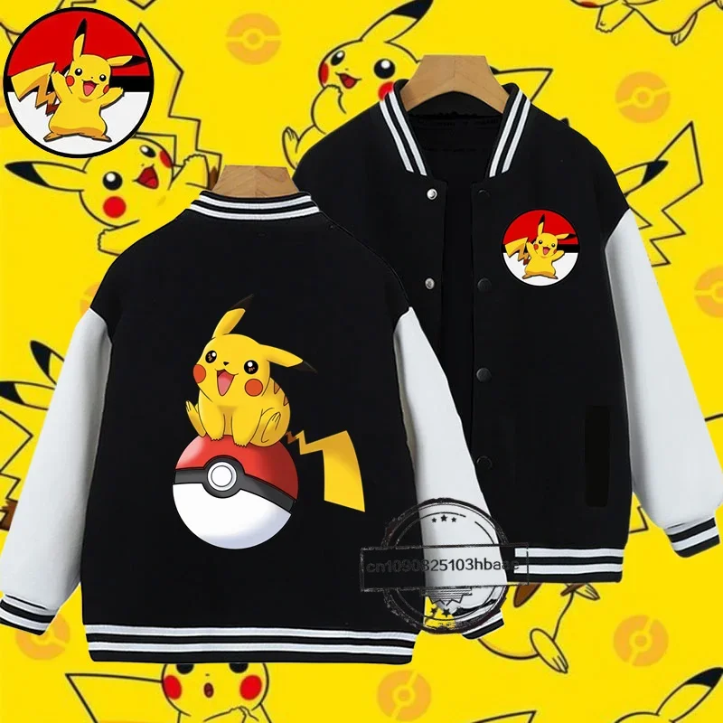 Super cheap Pikachu Kids Spring and Autumn Jacket Cartoon Print for boys and girls 1-14 years old baseball uniform casual coat