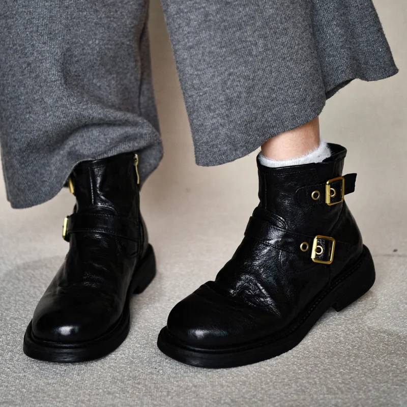 Ankle Boots for Women Flats Designer Buckle Shoes 2025 Goth Trend New Winter Chelsea Boots Sport Fashion Casual Cozy Mujer Botas