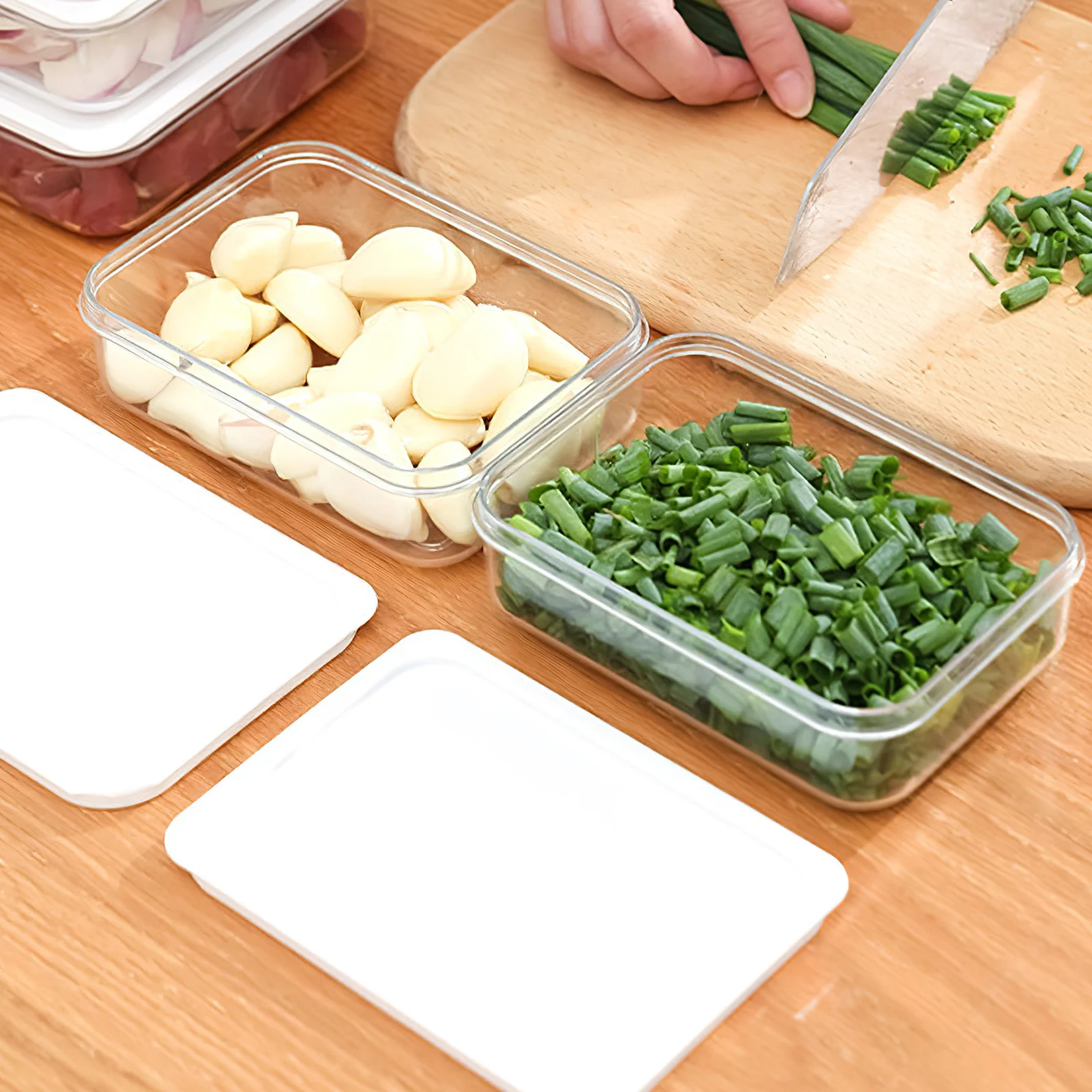

2Pcs Clear Sealed Food Storage Container Bento Box Lunch Containers Refrigerator Organizer Rectangular Preservation Box Kitchen