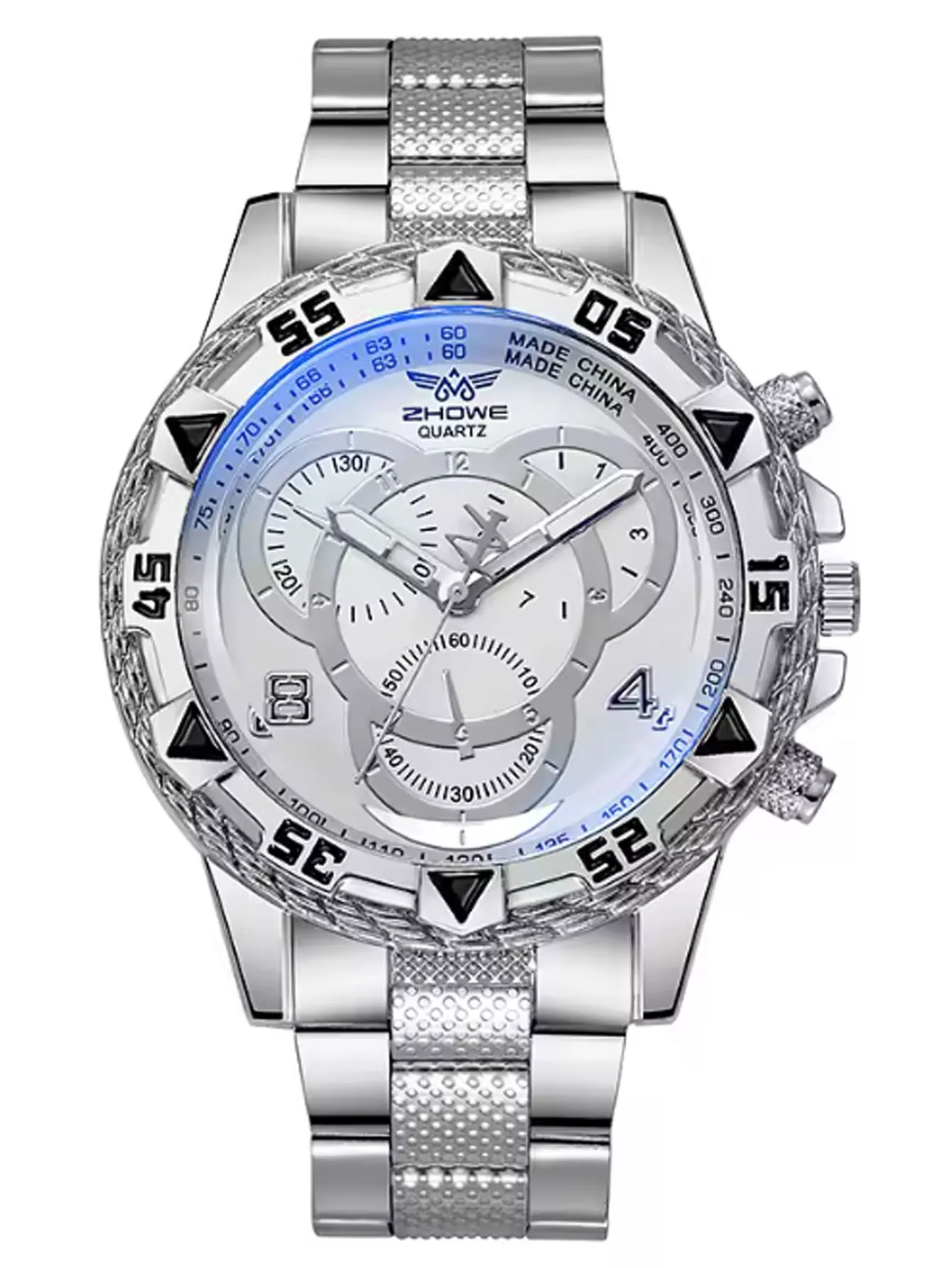 

2024 men's high-end non mechanical quartz watch with three eye decorative dial
