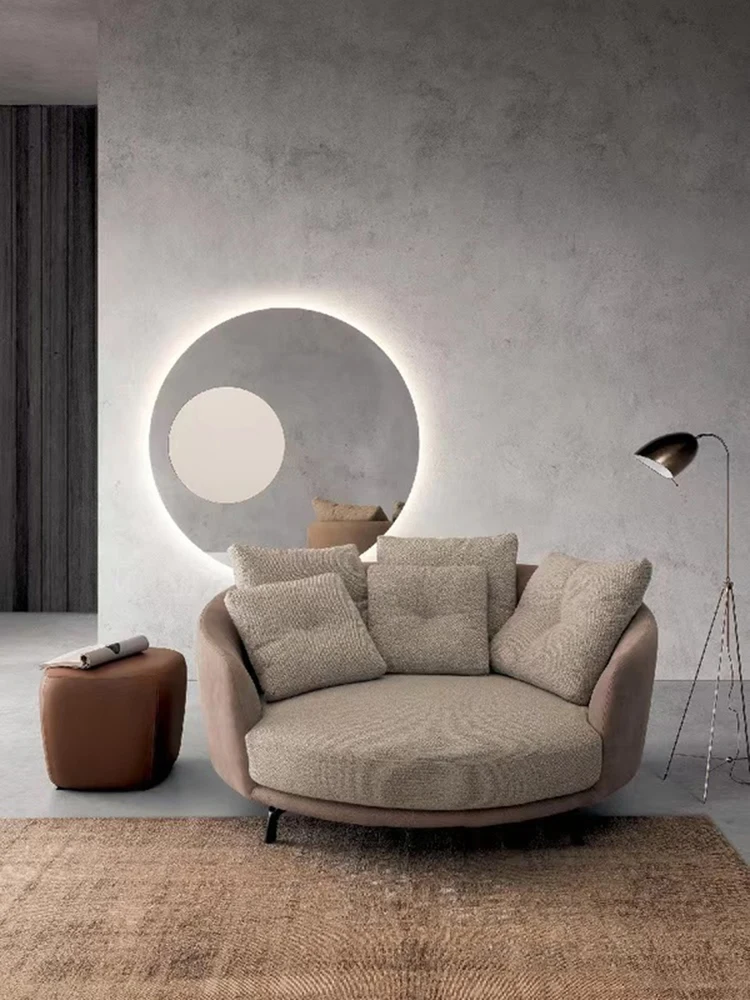 Italian minimalist large flat round sofa chair