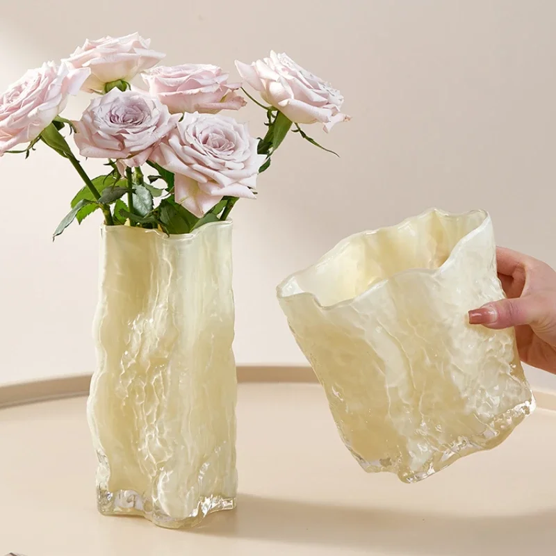 Luxury Creative Glass Vase Simple and Transparent Flower Arrangement Rose Lily Living Room Table Decoration Ornaments Niche.