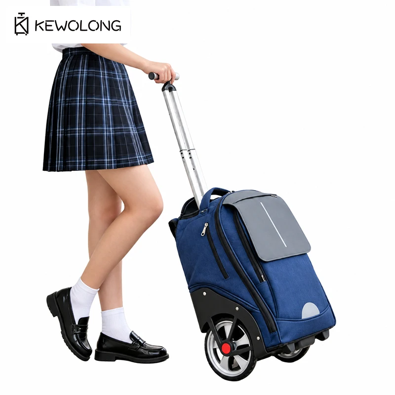 2 in 1 Rolling Backpack Trolley Large Capacity Stair Climbing Big Wheels Student Schoolbag Carry On Luggage