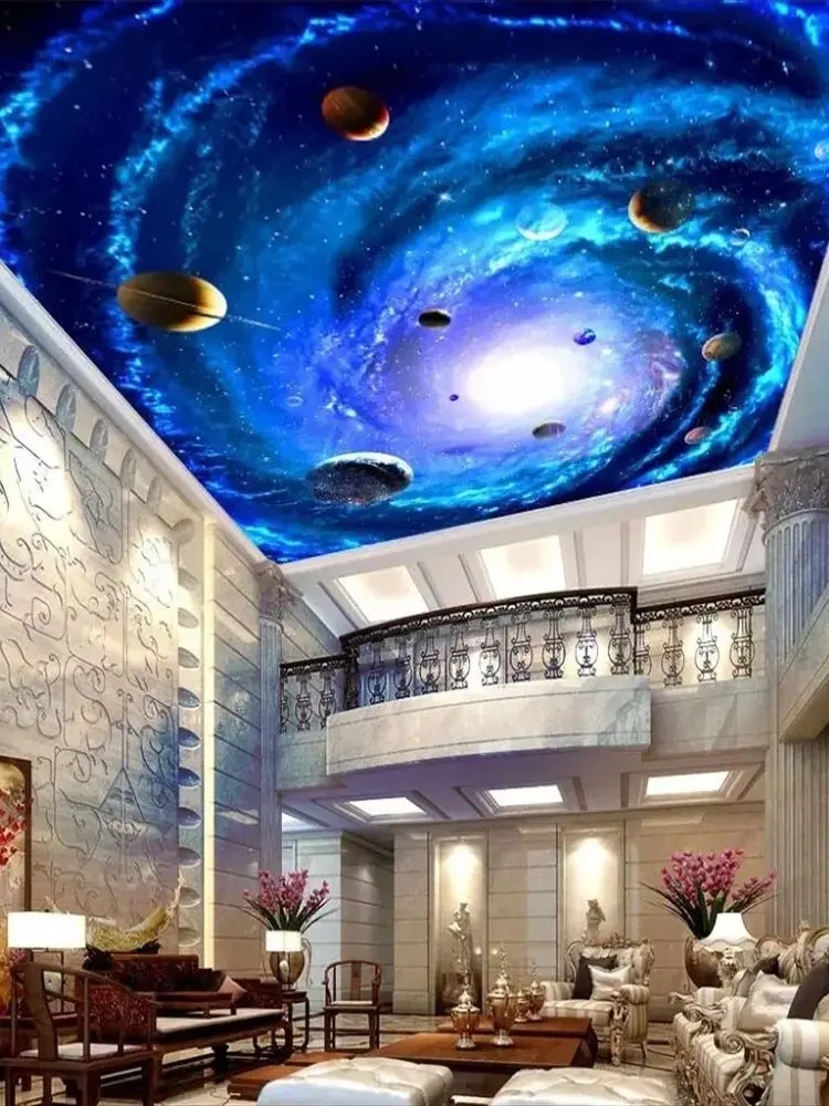 Aangepaste KTV Wallpaper Bar Achtergrond Dromerige Sterrenhemel Wallpapers woonkamer Cinema Hotel Lobby Plafond Ruimte Ruimte 3D Muurschildering - afbeelding 2
