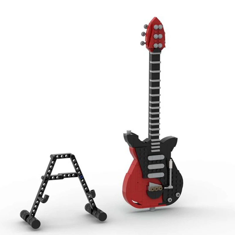 324 PCS Romantic custom built Guitar Red Special & Display stand MOC Customize Modular Building Block DIY Boy Holiday Toy Gifts