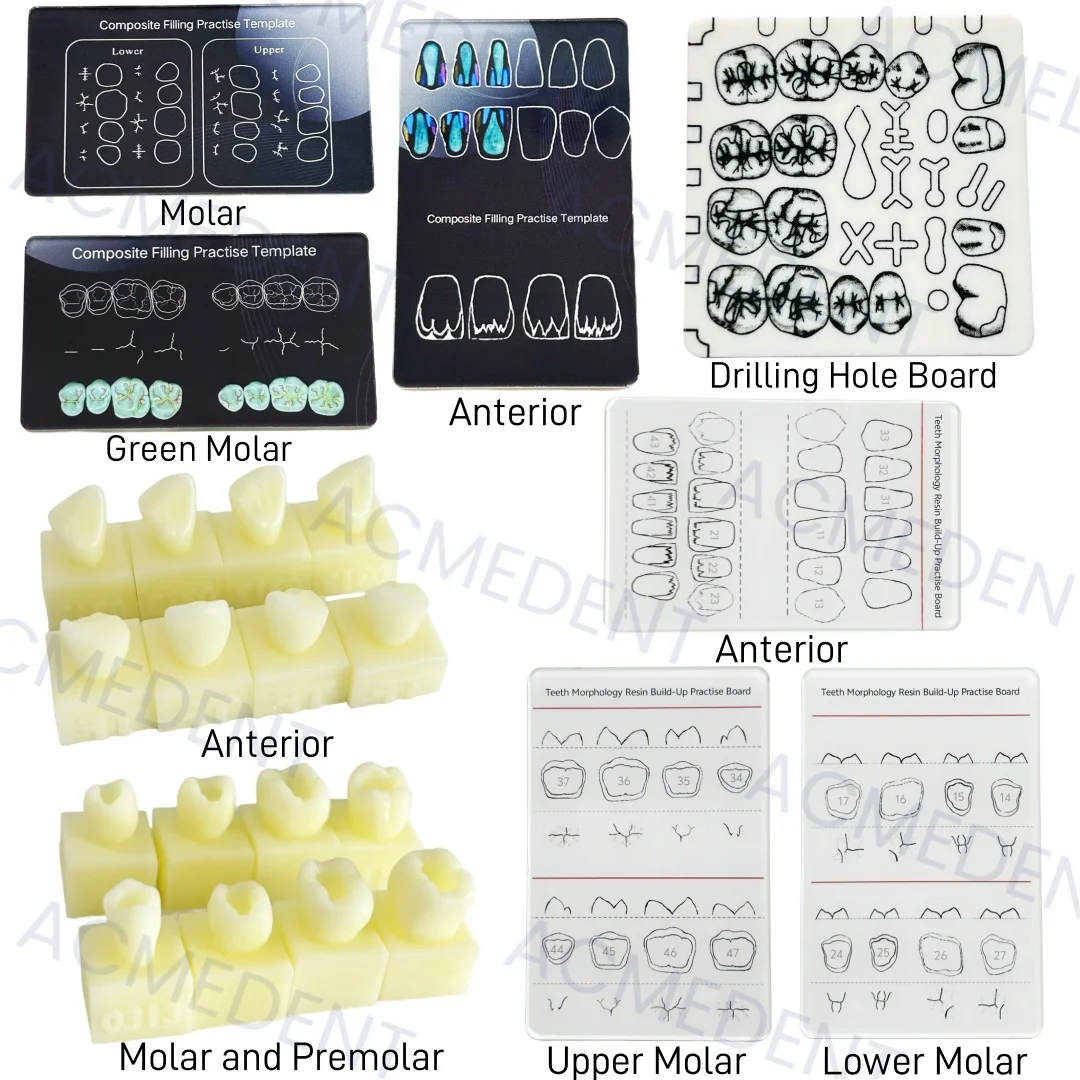 9Sizes Dental Cavity Preparation Hole Caries Practise Model Composite Resin Filling Template Anatomical Model Board Templat