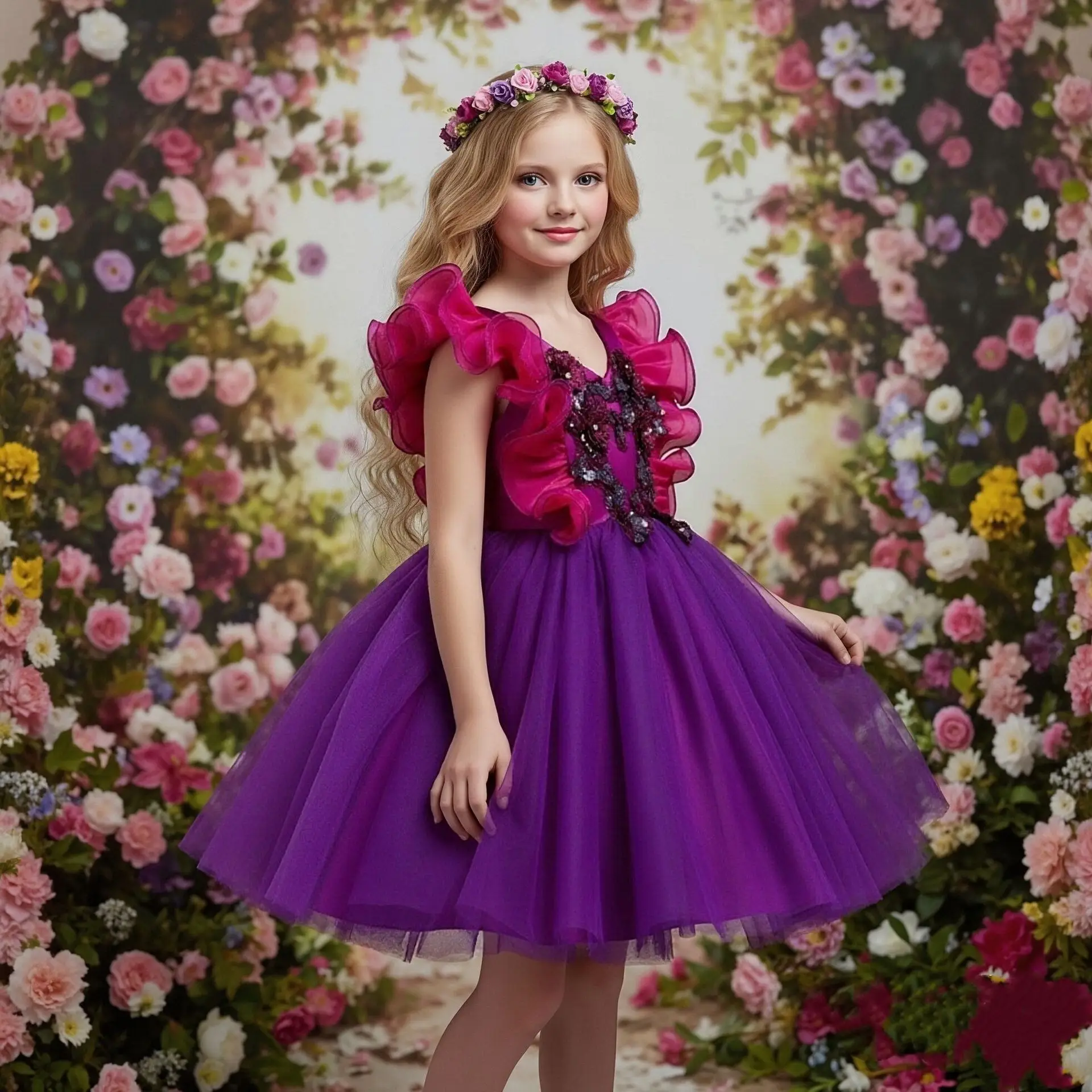 Elegant Girls Party Dresses Gown Children's Birthday Dress Clothing Flower Girl Wedding Princess Dress Kids Carnival Outfits