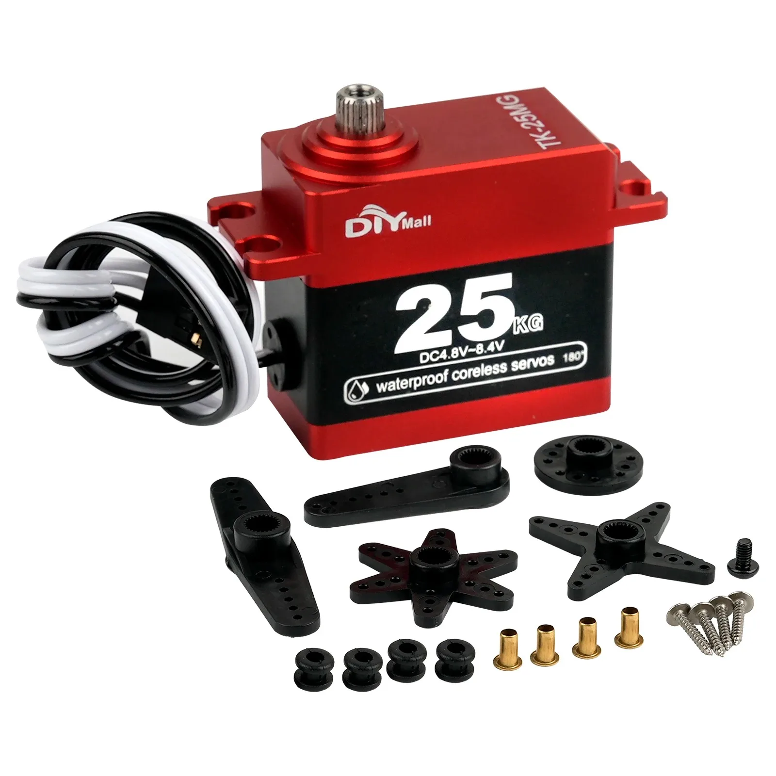 

TK-25MG 25kg.cm Digital Coreless RC Servo HV Metal Gear 180/270/360 Degree Motor IP67 Waterproof for 1/8 1/10 1/12 Scale RC Car