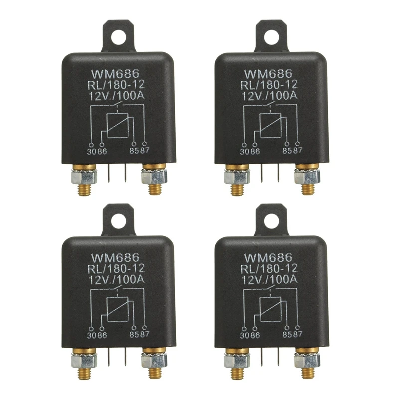 4X 12V 100Amp 4-Pin Heavy Duty ON/OFF Switch Split Charge Relay For Auto Boat Van Black