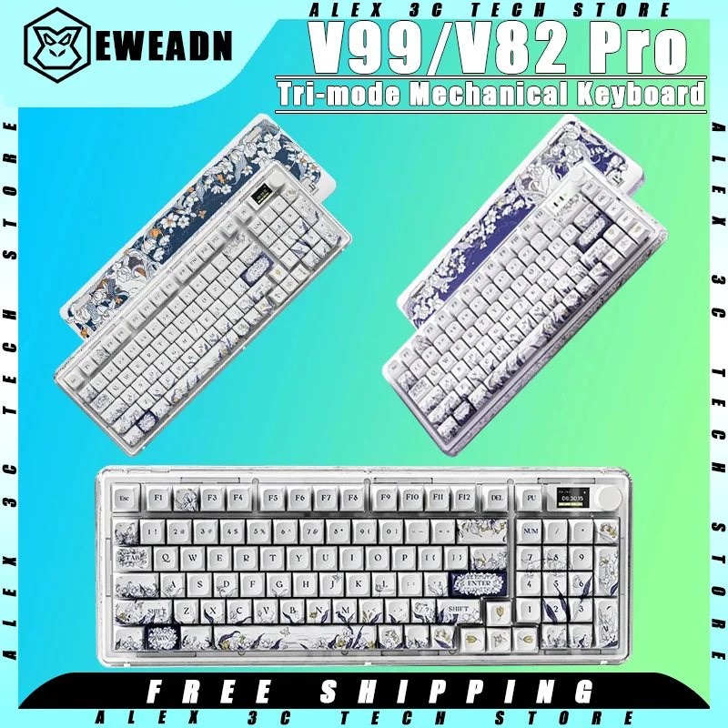 Eweadn V99 V82Pro Mechanical Keyboard Forest Secret Realm Tri-mode Gaming Keyboard Hot Swap Rgb Customized Pc Gamer Accessories