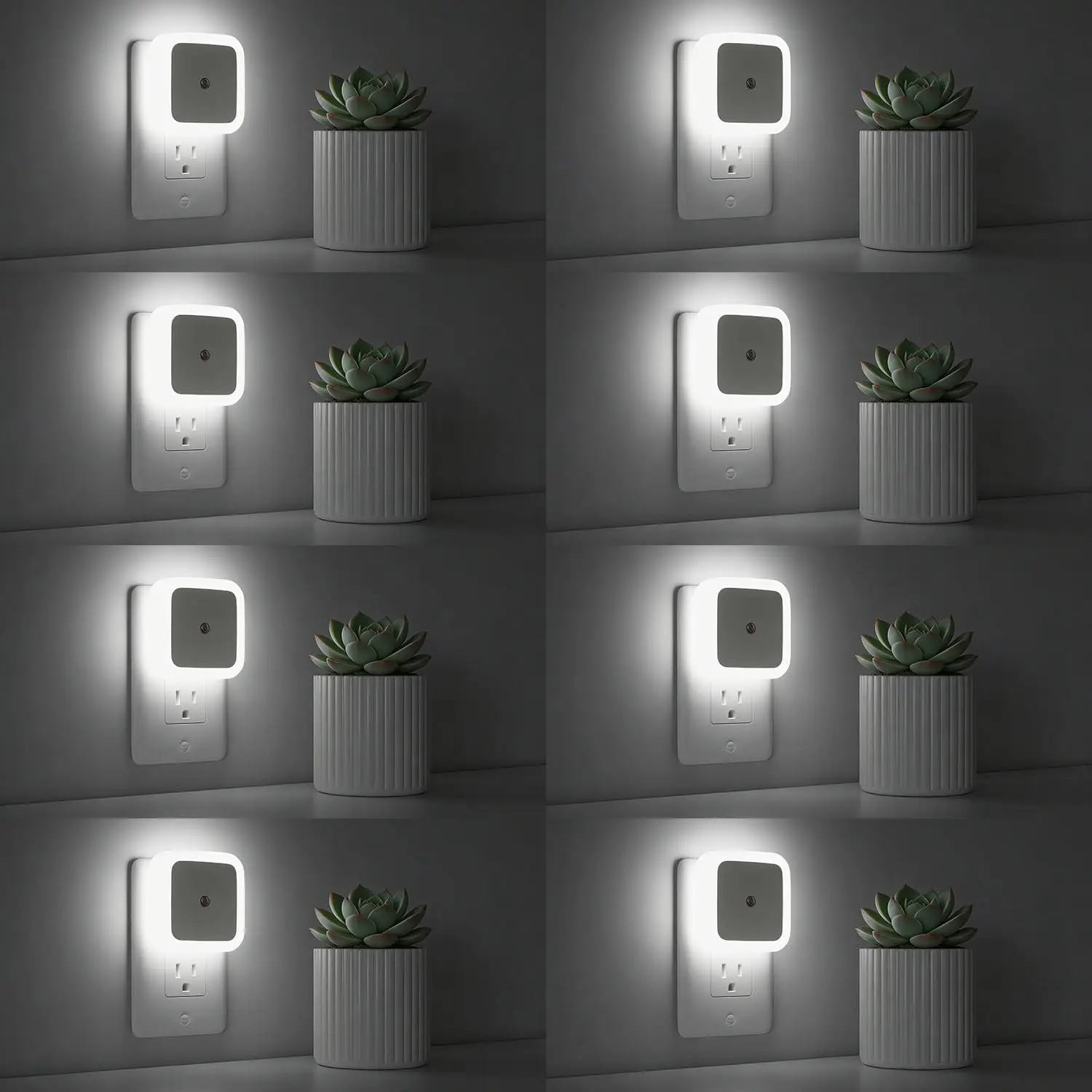 

Набор из 8 мягких белых светодиодных ночников, настенные светильники с датчиком от заката до рассвета для спальни и прихожей