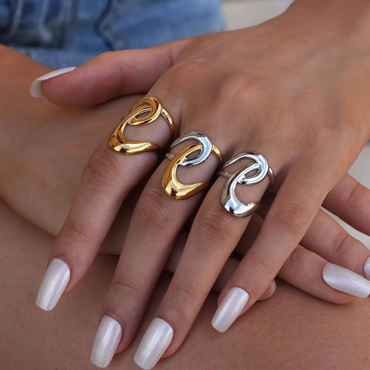 Women's 18K Gold Plated Stainless Steel Geometry Ring