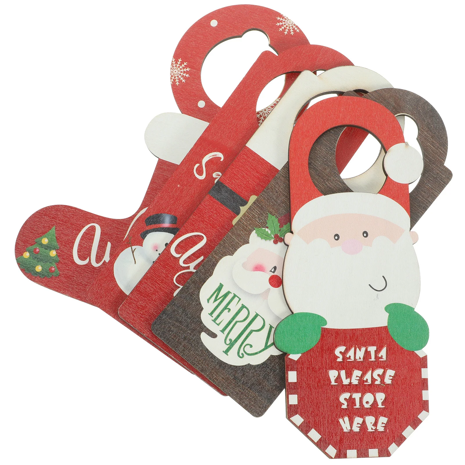 

5Pcs Christmas Door Handle Hanging Ornaments Wooden Signs Xmas Decor for Party Home Christmas Door Hanging Decor