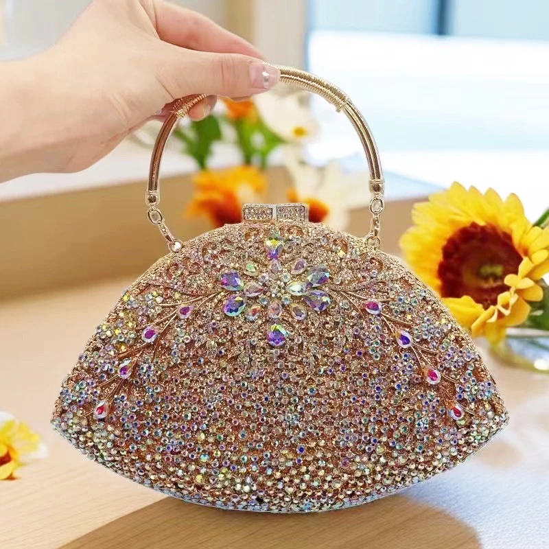 Large Size Women Rhinestone Evening Bag Bridal Stones Clutches Bags Diamond Wedding Top-Handle Purse Crystal Wedding Party