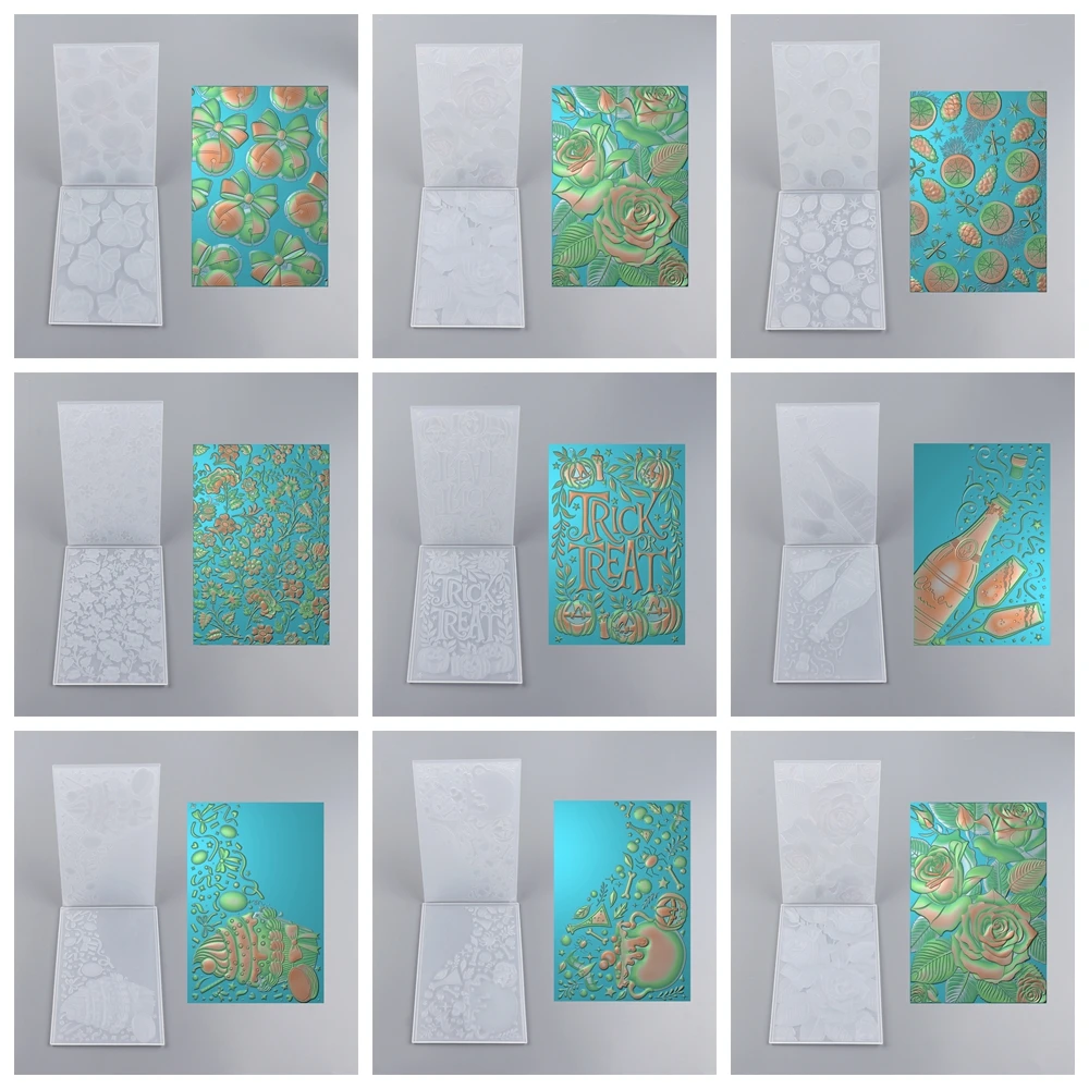 Halloween Süßes oder Saures 3D-Prägeordner Weihnachtsblumen Feiern Hintergrundmuster Vorlagen für DIY Scrapbooking