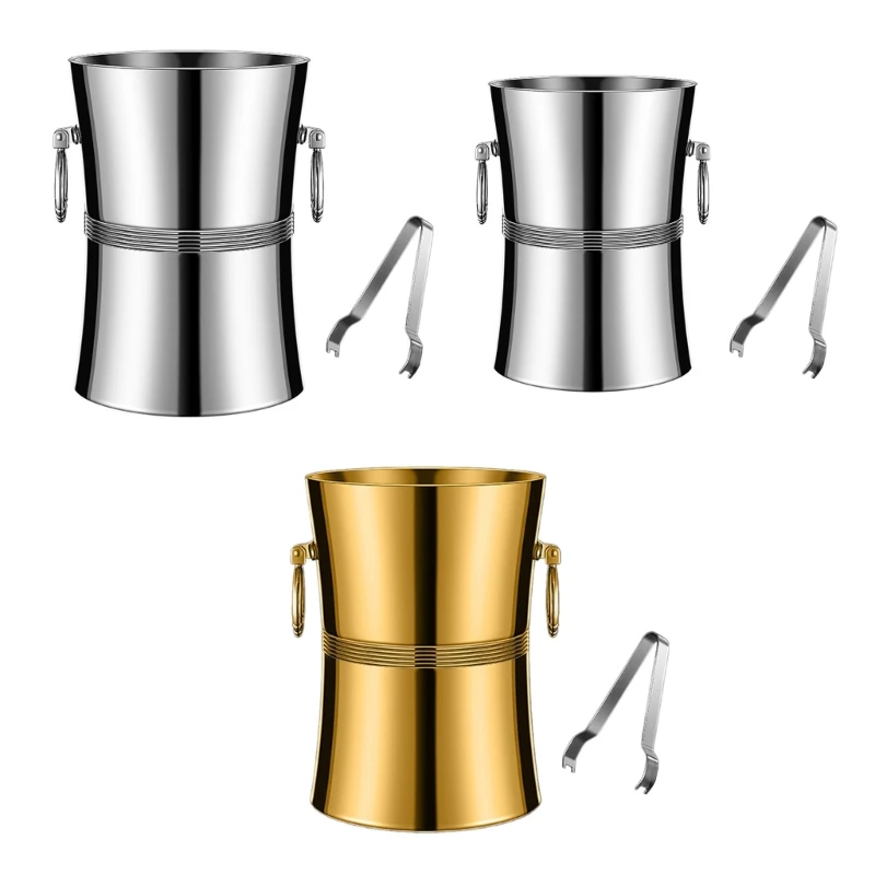 

Ice Bucket Double Handle Ice Container Metal Ice Barrels Wine Cooleres Beverage Cooleres Suitable for Parties Bar Use