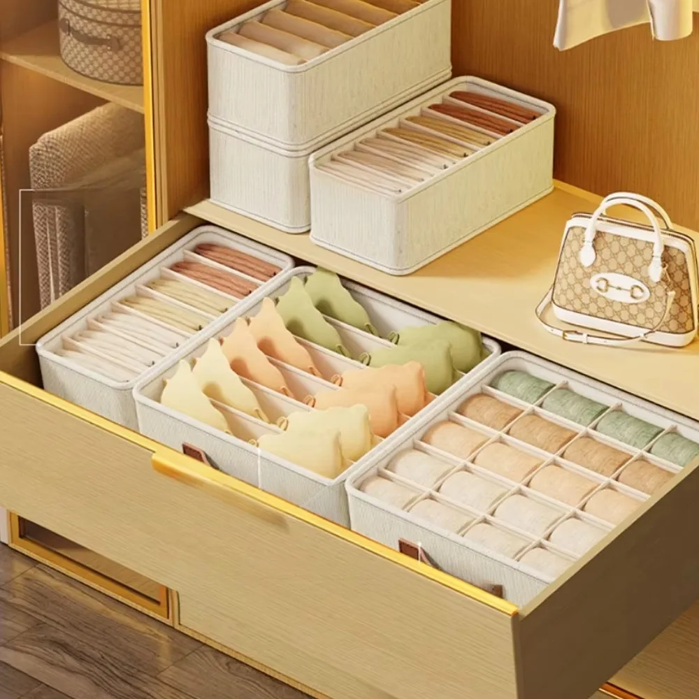 Underwear Storage Box Foldable Design Space Saving Underwear Box Organizer Frame Strengthen Stackable with Grid Division Drawer